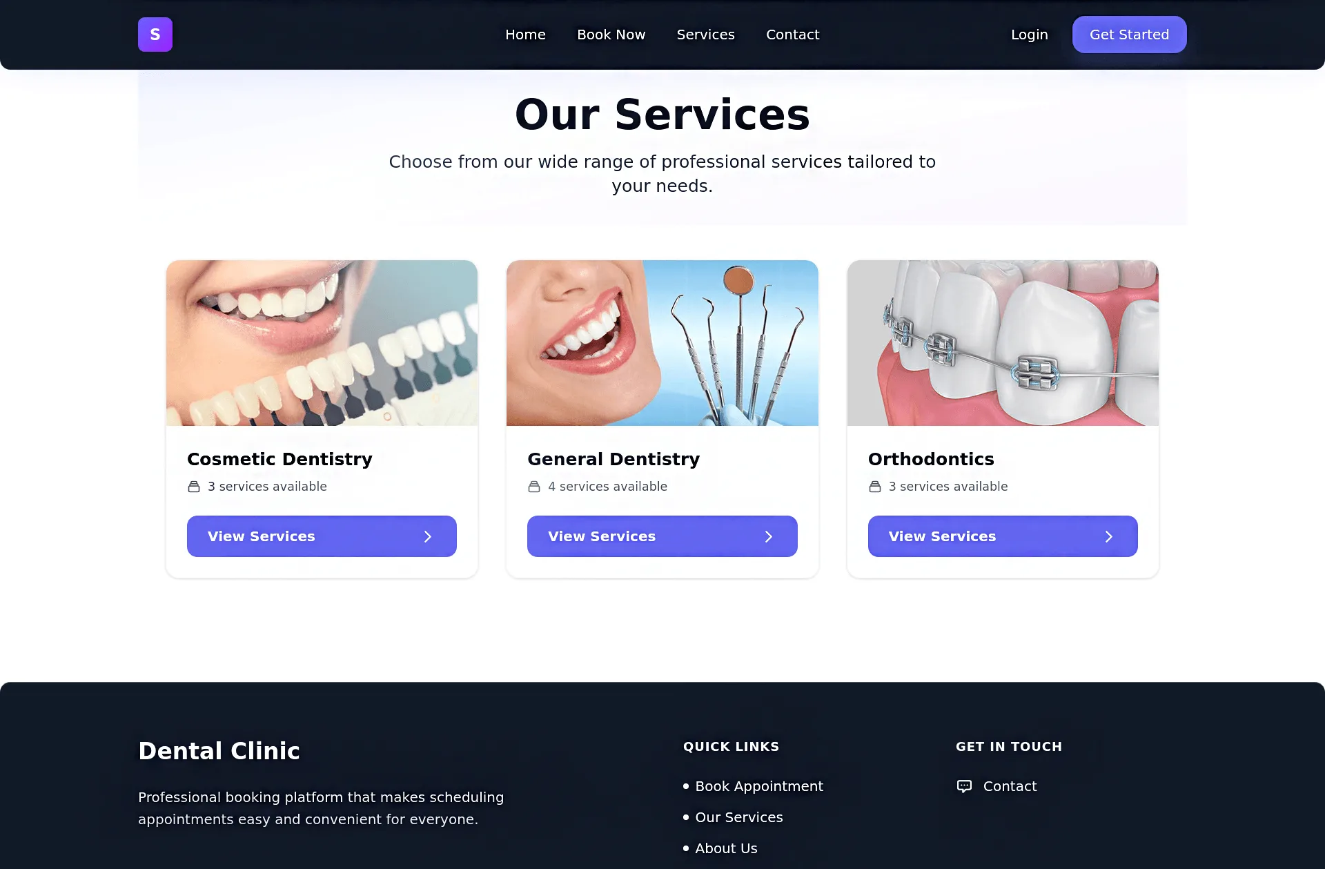 Public services page with service categories